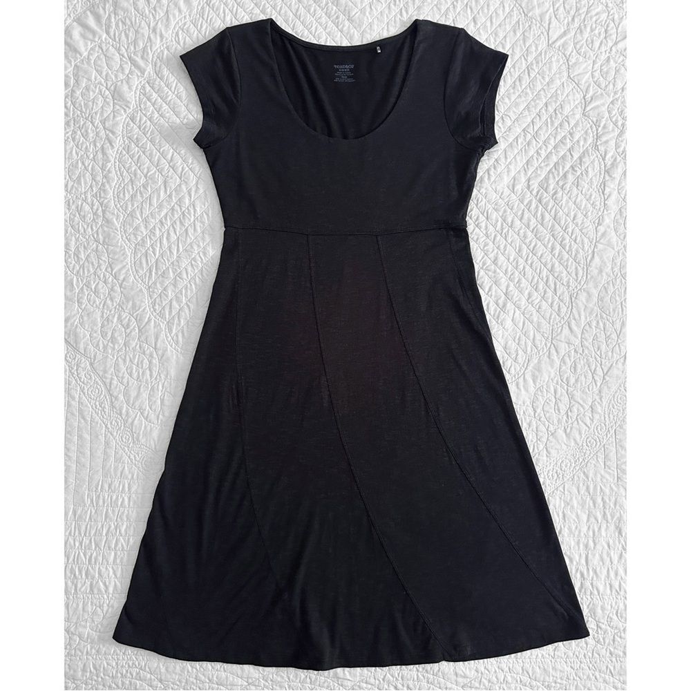 Toad&Co Nena Heather Black Mini Dress Scoop Neck Cap Sleeve Women’s Small - Picture 2 of 8